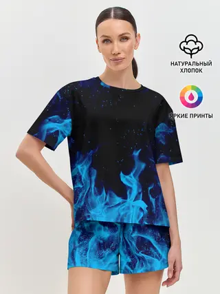 Женская пижама с шортами / СИНИЙ ОГОНЬ | BLUE FIRE