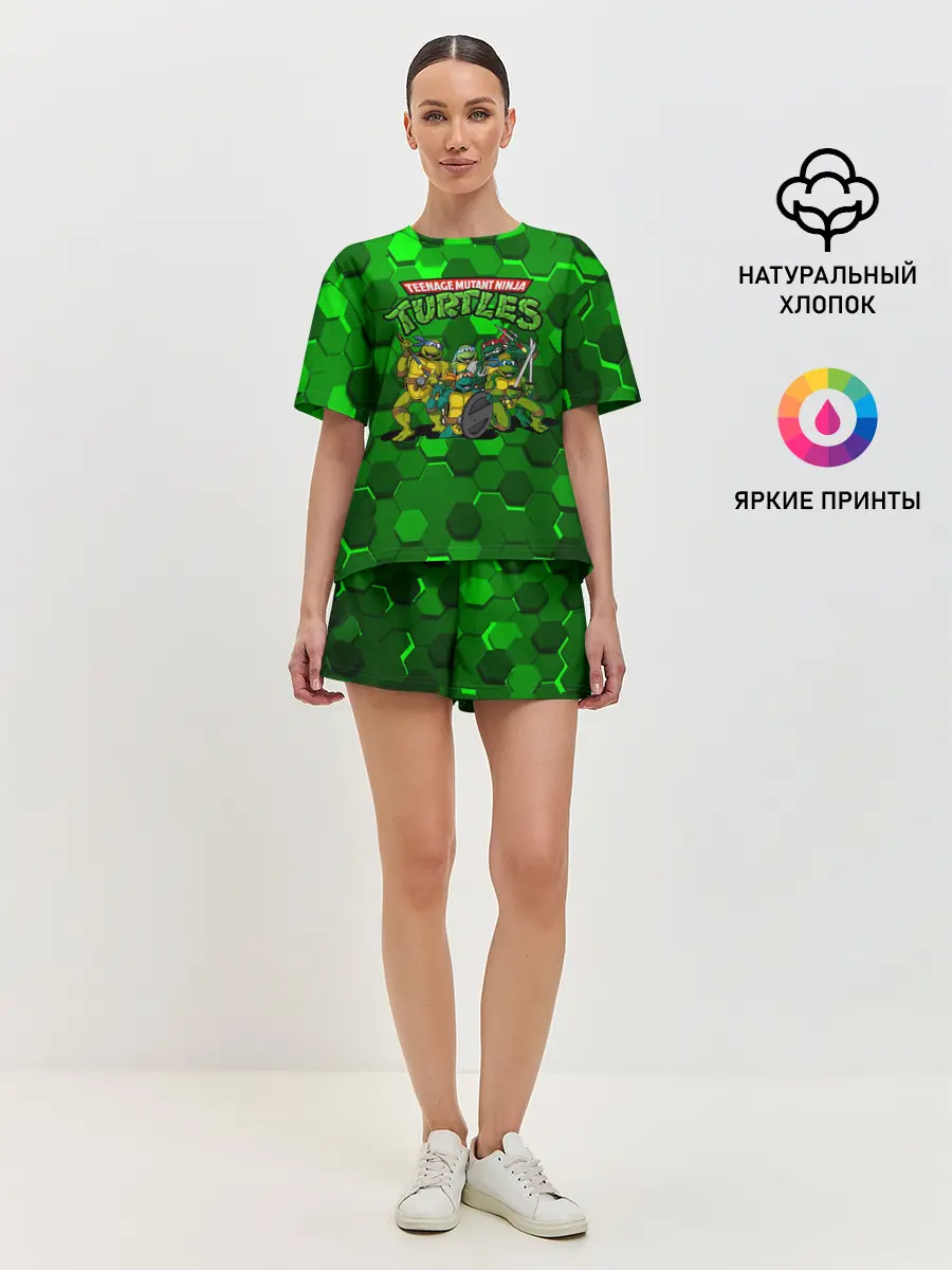 Женская пижама с шортами / ЧЕРЕПАШКИ - НИНДЗЯ