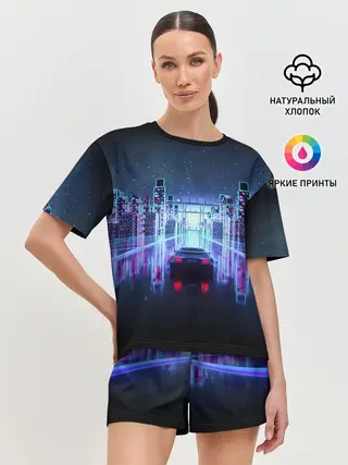 Женская пижама с шортами / SYNTHWAVE / RETROWAVE