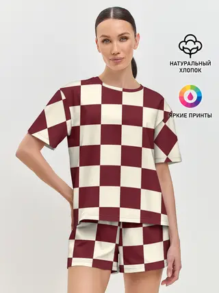 Женская пижама с шортами / Шахматка
