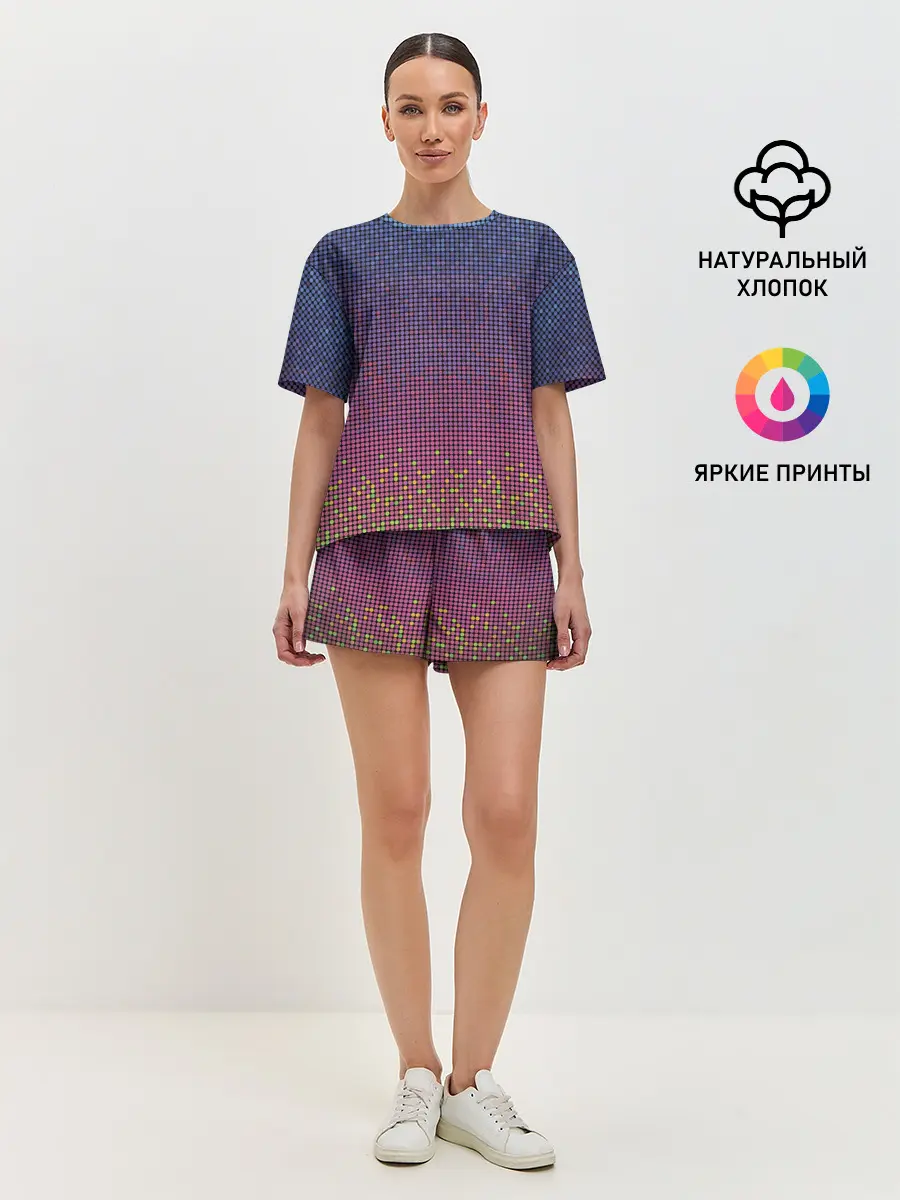 Женская пижама с шортами / Ретро узор