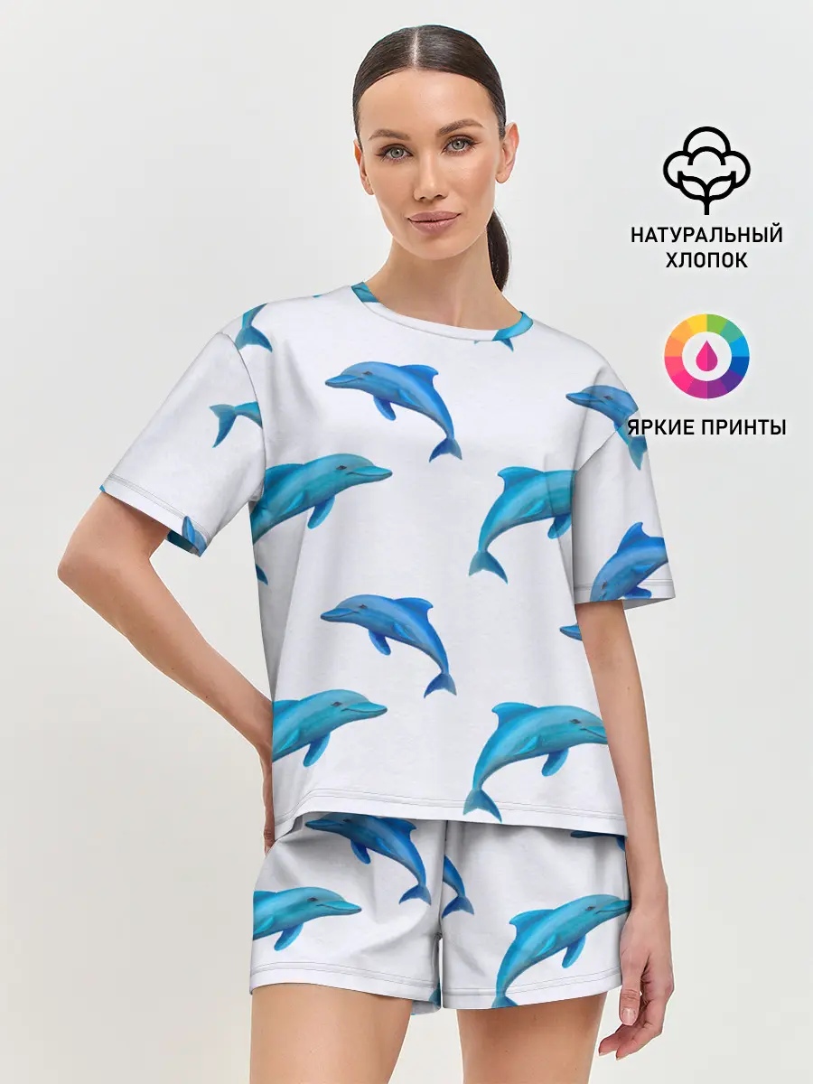Женская пижама с шортами / Рай для дельфина