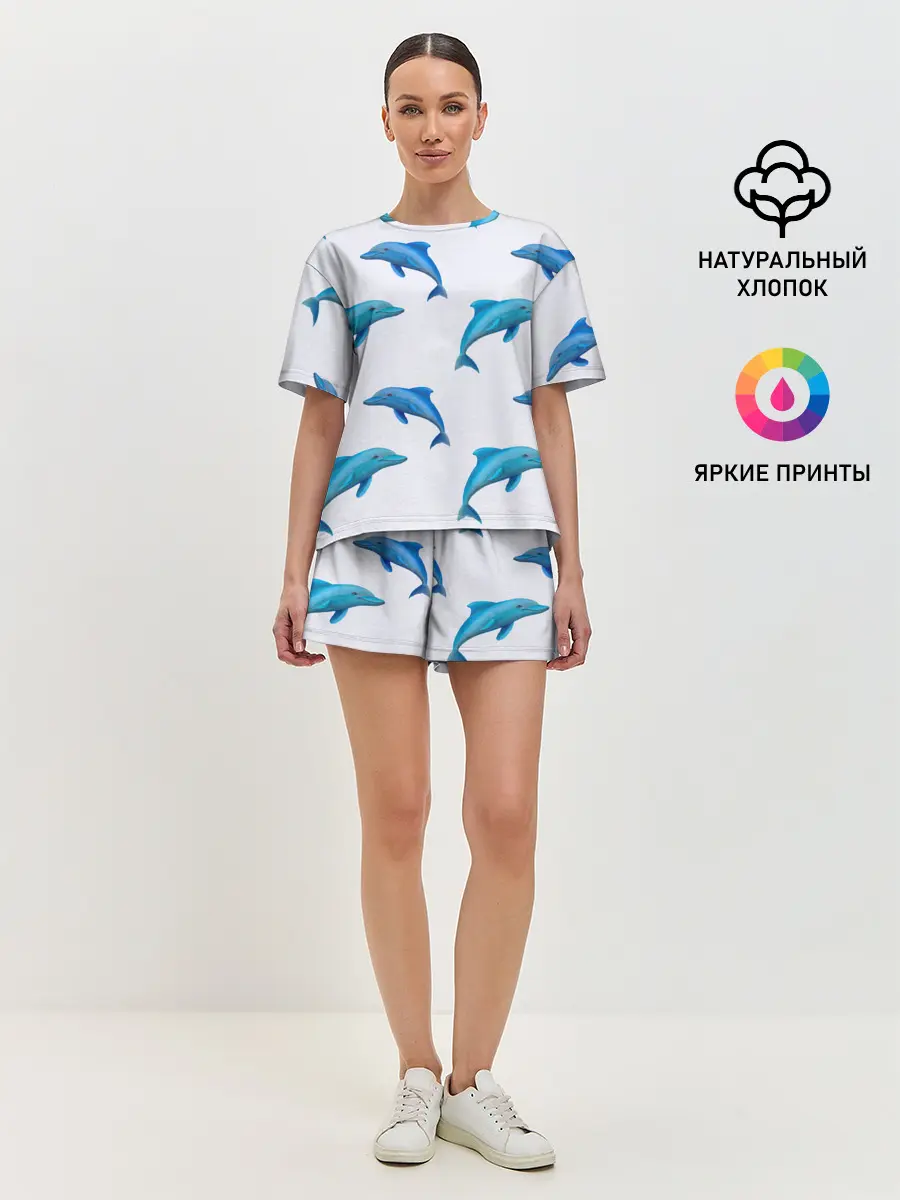 Женская пижама с шортами / Рай для дельфина