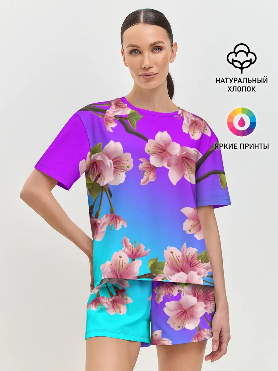 Женская пижама с шортами / САКУРА ВИШНЯ