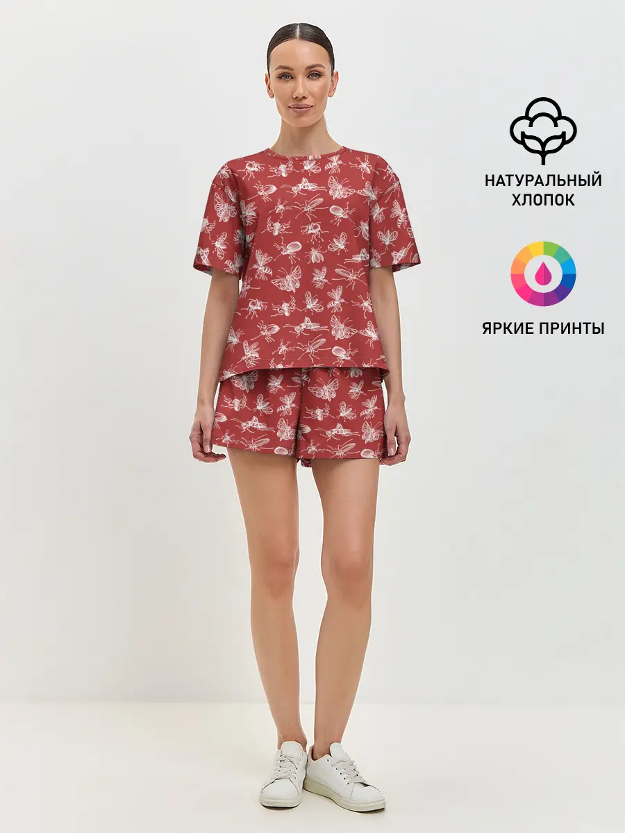 Женская пижама с шортами / Насекомые