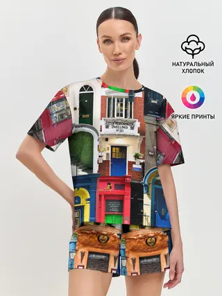 Женская пижама с шортами / London doors цифровой коллаж