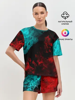 Женская пижама с шортами / НЕОНОВЫЙ ОГОНЬ