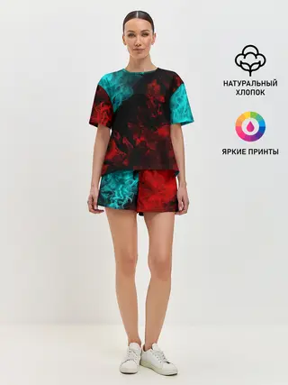 Женская пижама с шортами / НЕОНОВЫЙ ОГОНЬ