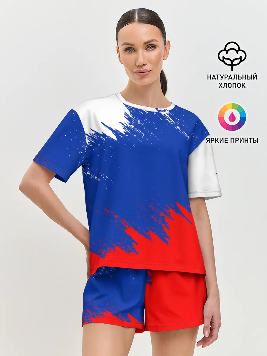 Женская пижама с шортами / РОССИЯ ТРИКОЛОР