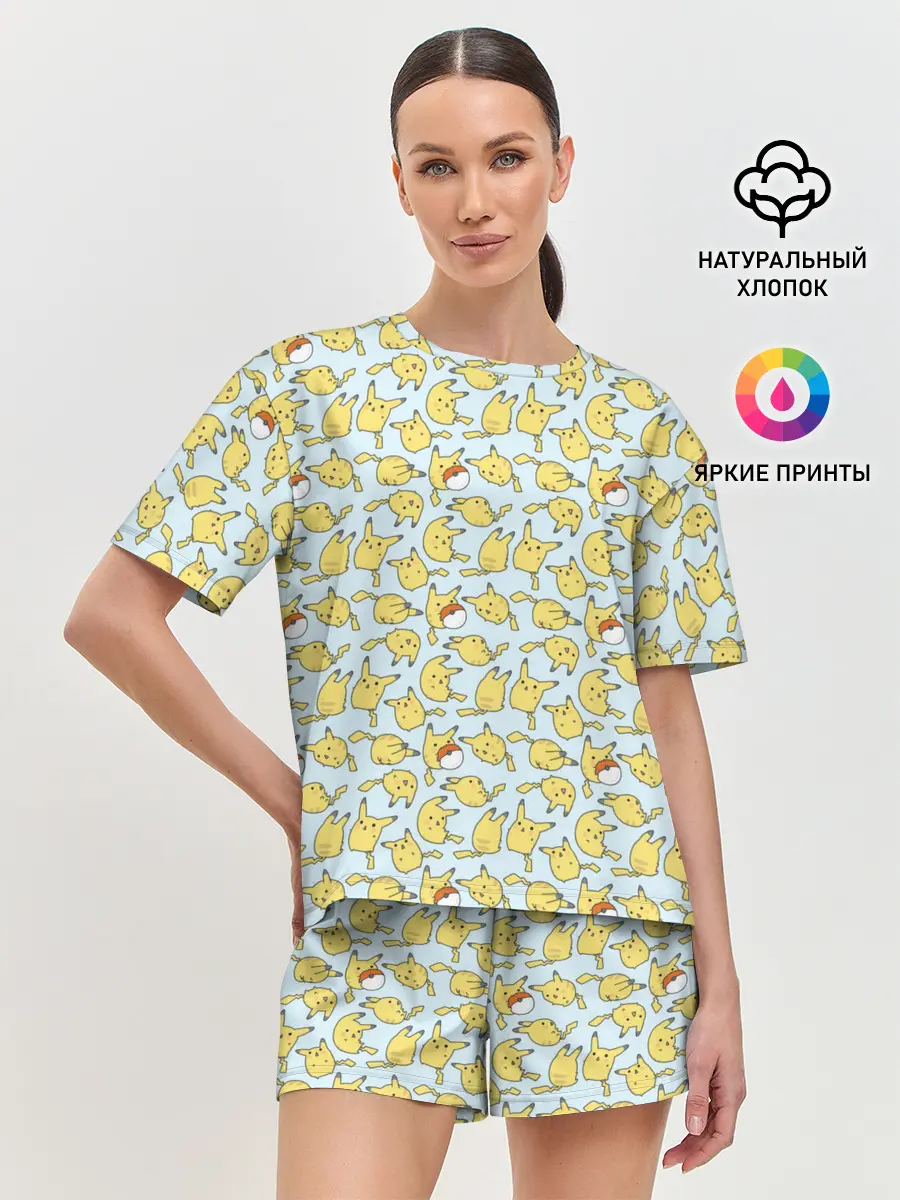 Женская пижама с шортами / Пикачу.