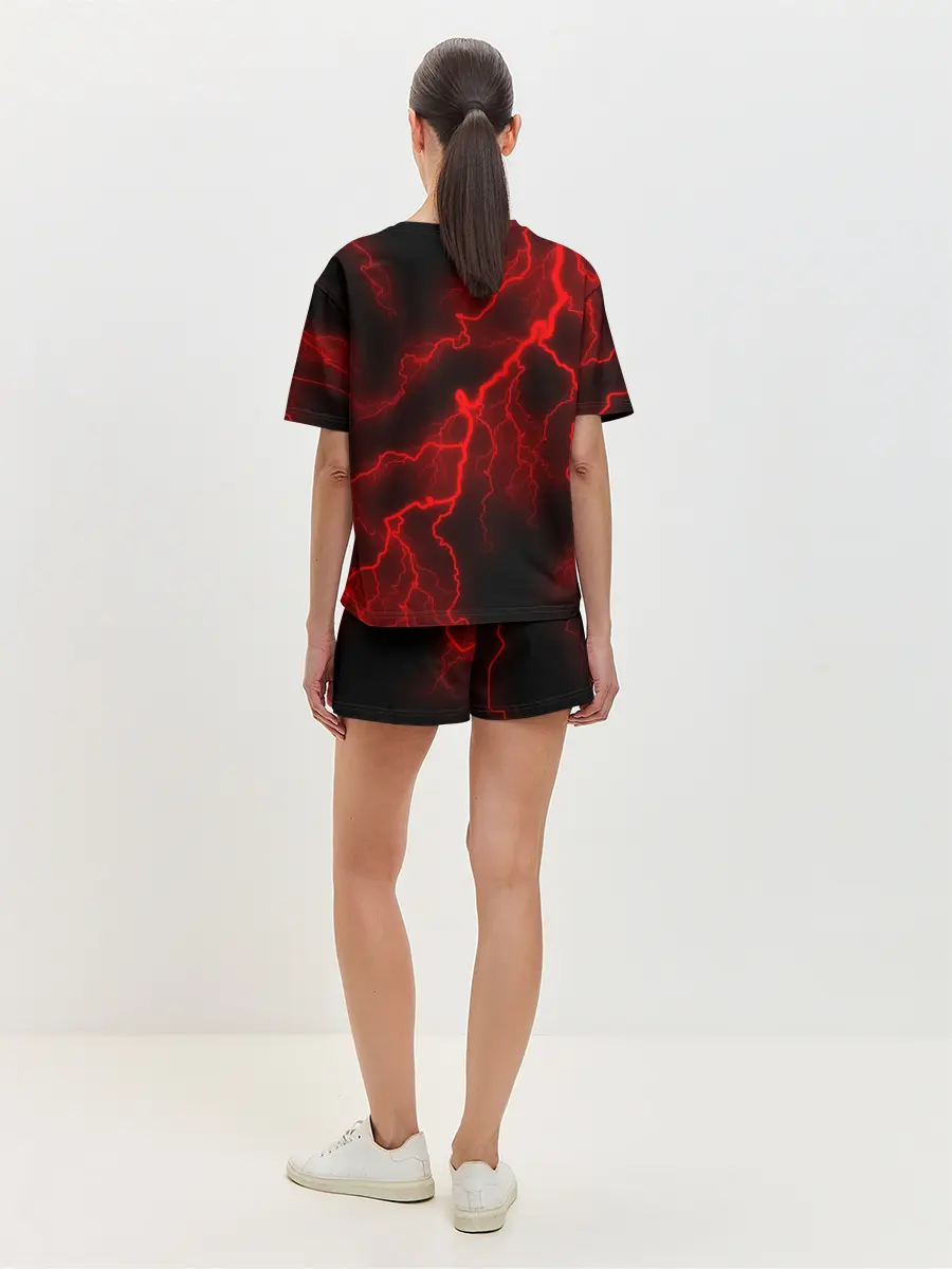 Женская пижама с шортами / МОЛНИЯ RED NEON