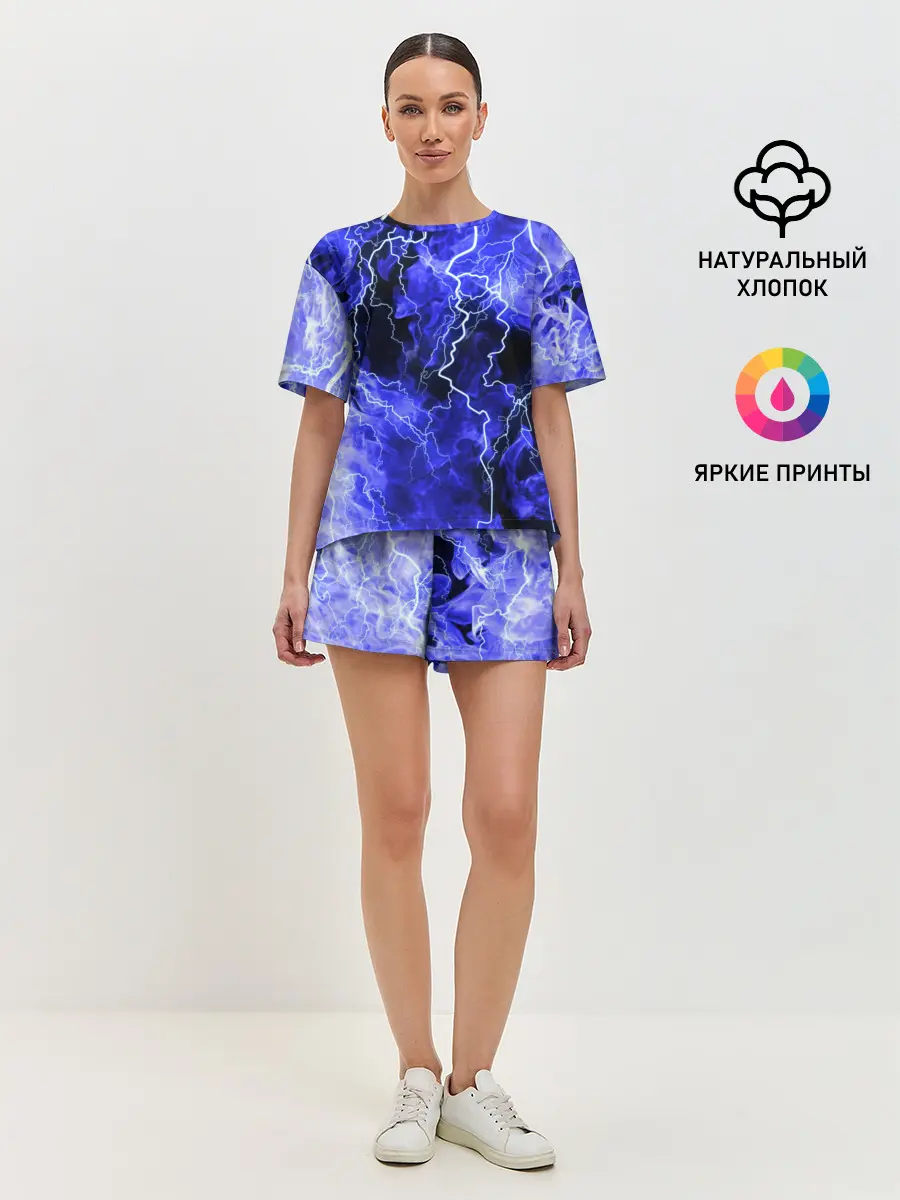 Женская пижама с шортами / МОЛНИЯ BLUE