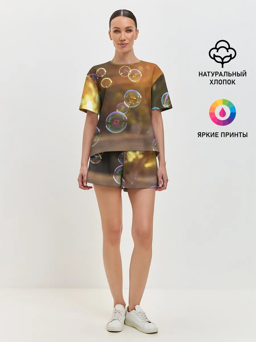 Женская пижама с шортами / Мыльные пузыри.