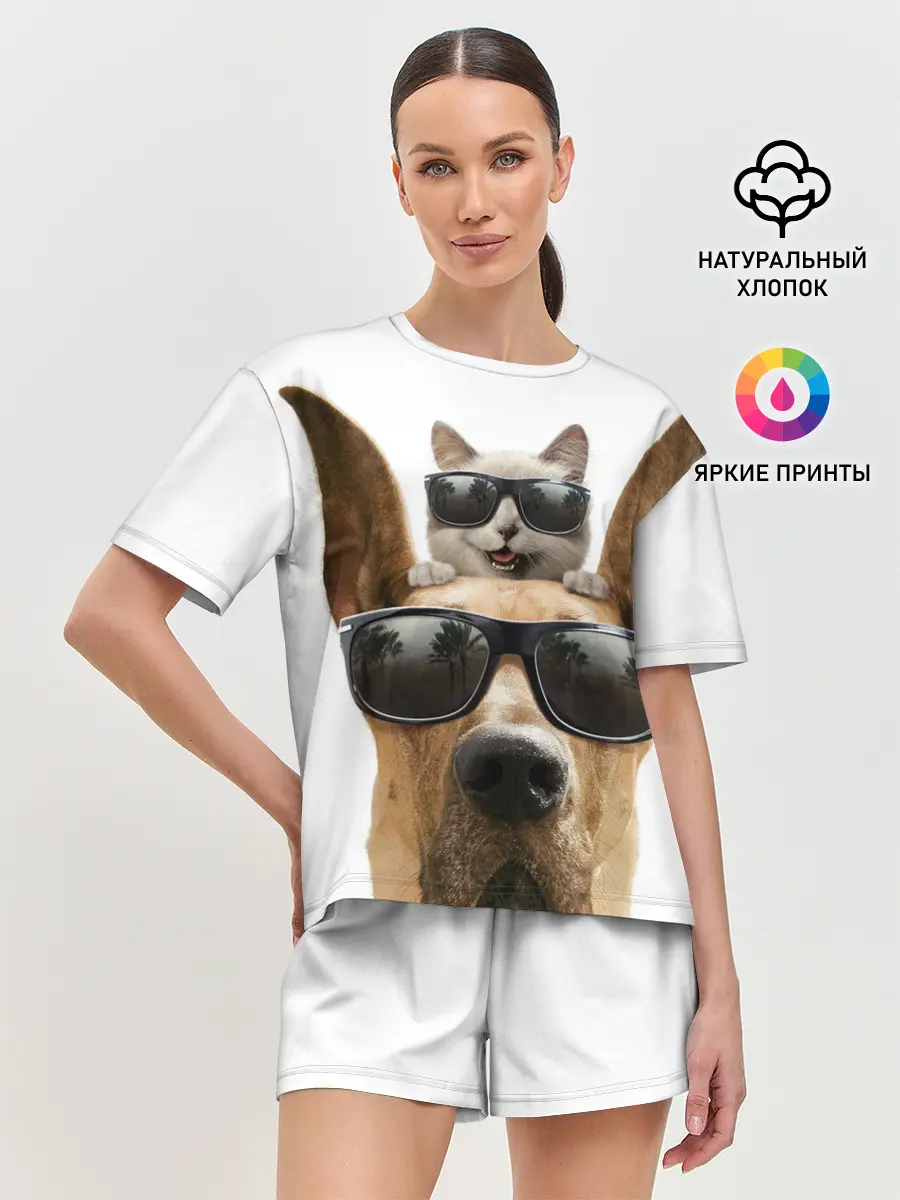 Женская пижама с шортами / Блатные животные.