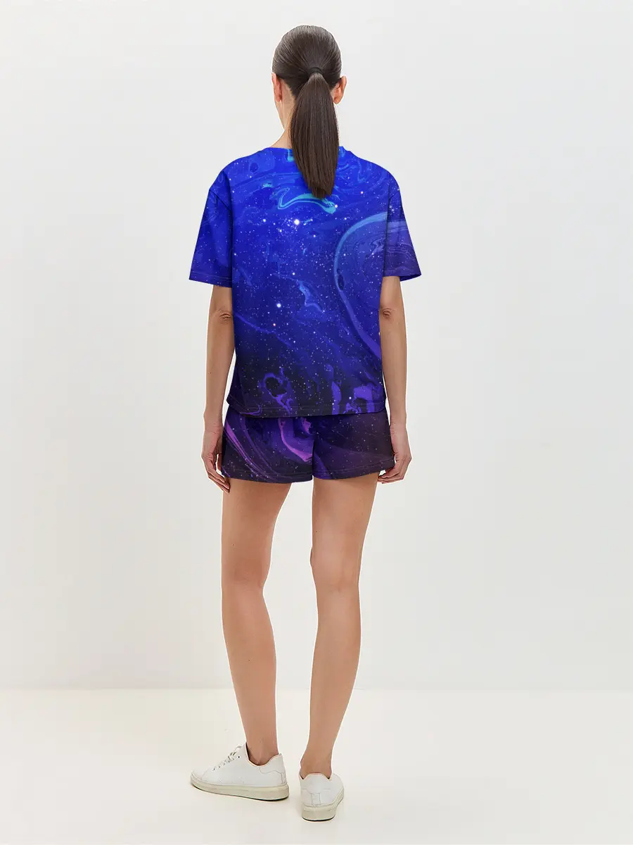 Женская пижама с шортами / СИНИЙ КОСМОС