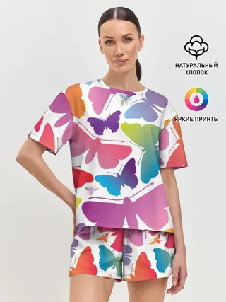 Женская пижама с шортами / БАБОЧКИ ПАТТЕРН | BUTTERFLY PATTERN