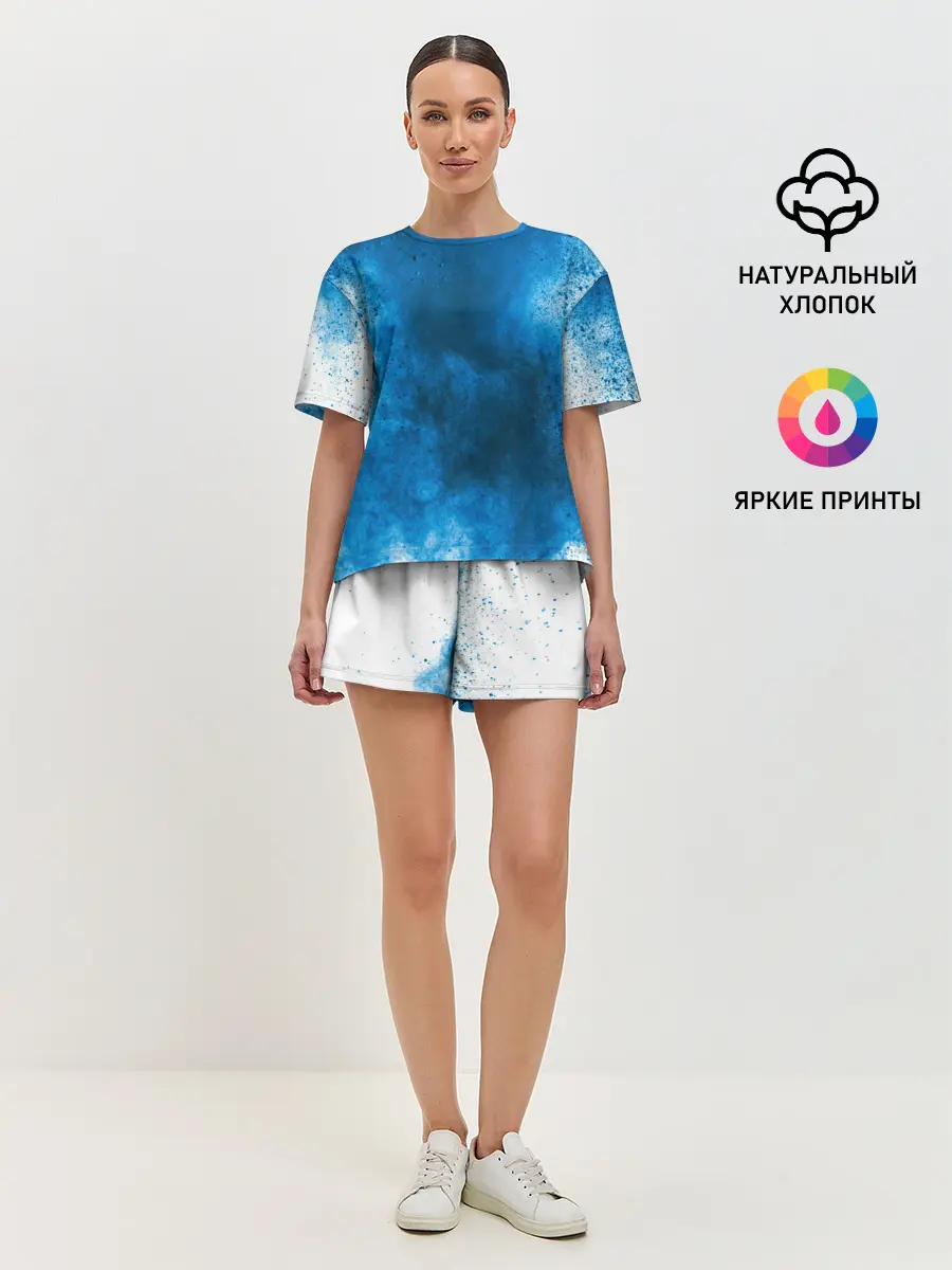 Женская пижама с шортами / СИНИЙ ДЫМ