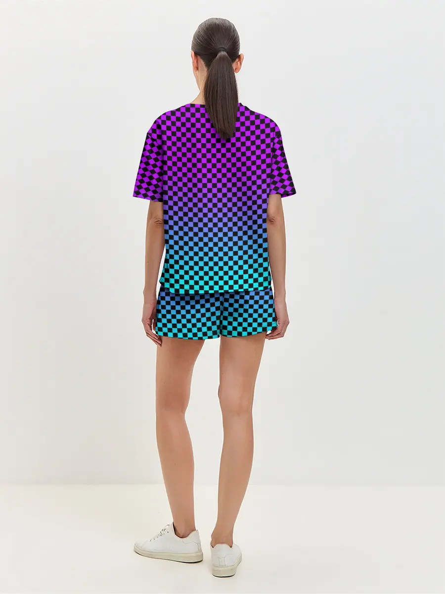 Женская пижама с шортами / НЕОНОВАЯ ШАХМАТКА