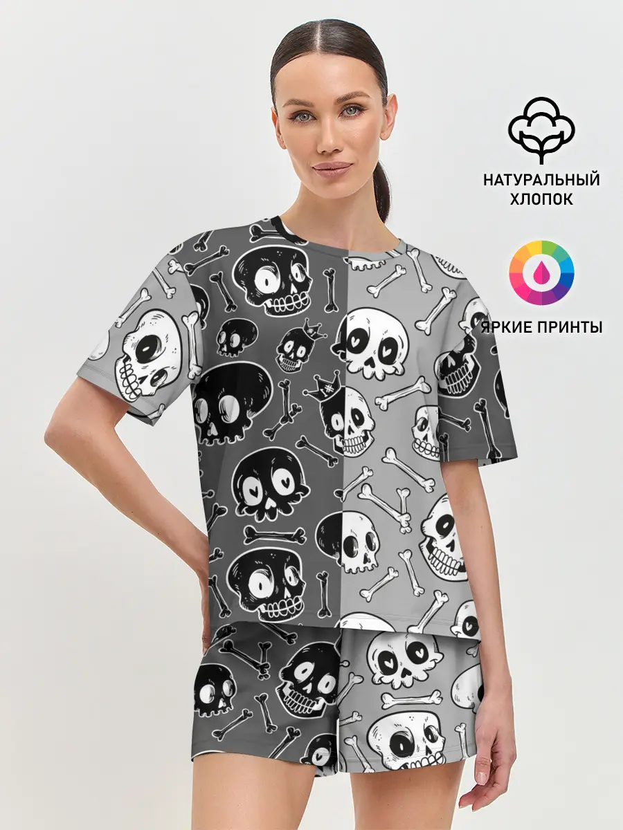 Женская пижама с шортами / Черепа