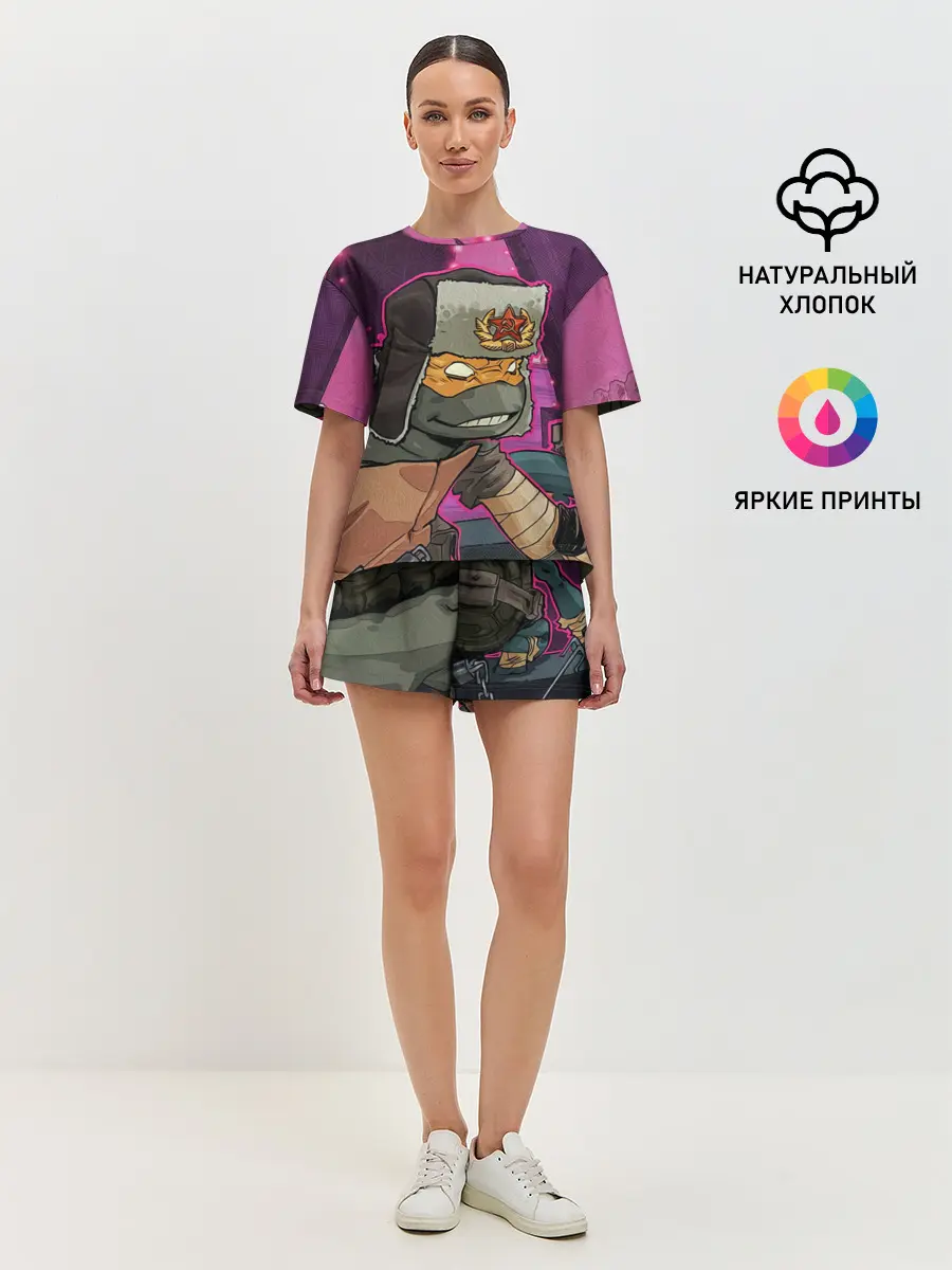 Женская пижама с шортами / ЧЕРЕПАШКА В УШАНКЕ НИНДЗЯ