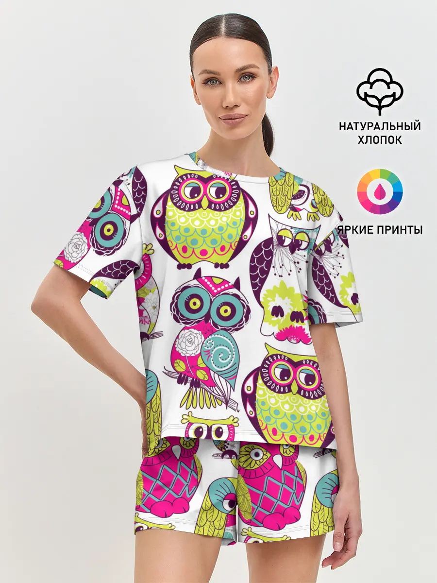 Женская пижама с шортами / МУДРЫЕ СОВЫ | WISE OWLS
