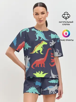 Женская пижама с шортами / Динозавры