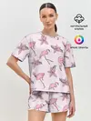 Женская пижама с шортами / Розовый фламинго