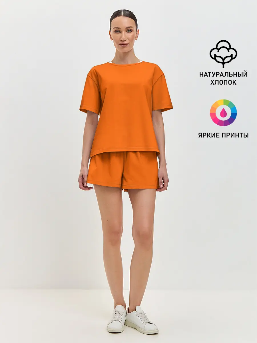Женская пижама с шортами / Цвет апельсиновая корка