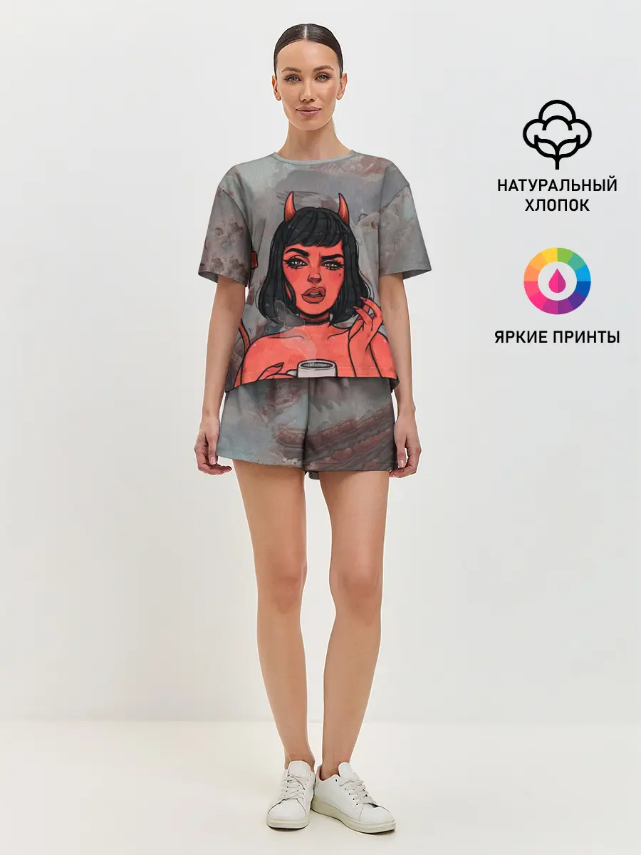 Женская пижама с шортами / КОФЕЕК