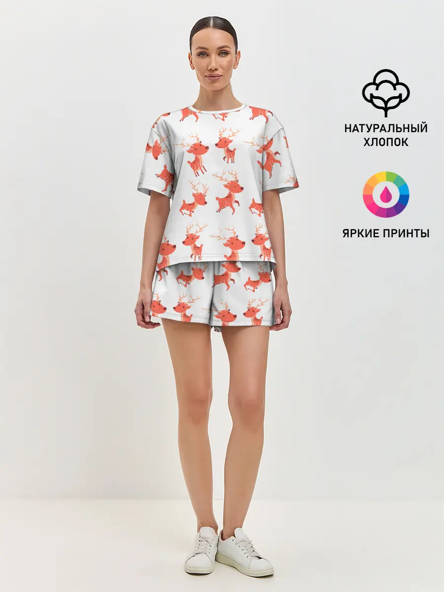Женская пижама с шортами / Милый олень