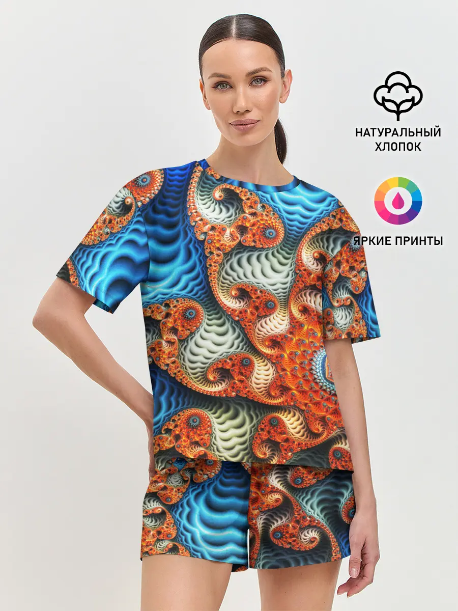 Женская пижама с шортами / Fractal illusion
