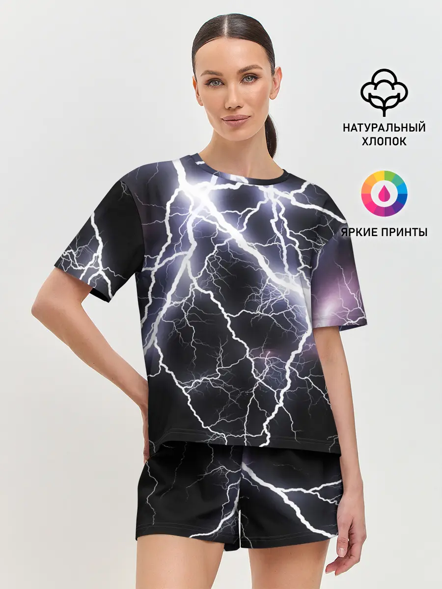 Женская пижама с шортами / Молния