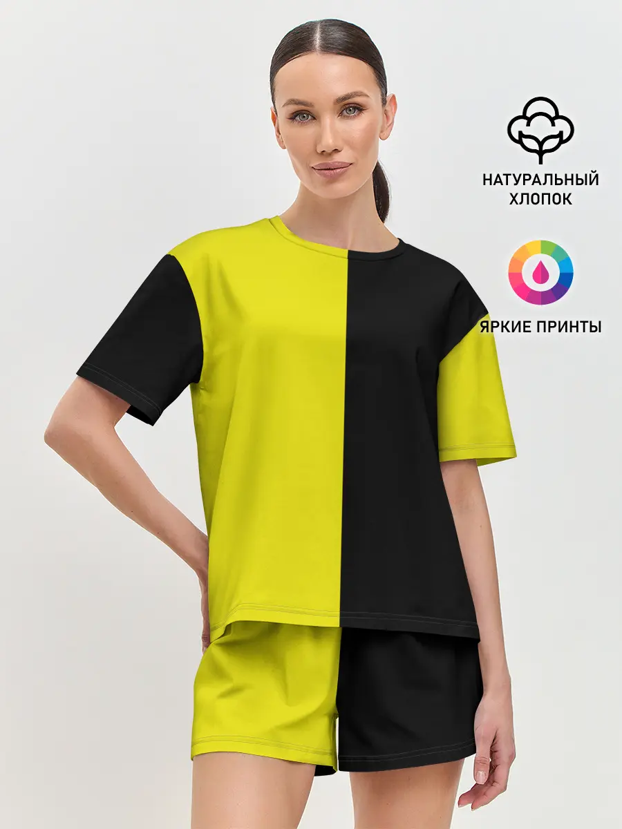 Женская пижама с шортами / BLACK YELLOW | ЧЕРНО ЖЕЛТЫЙ