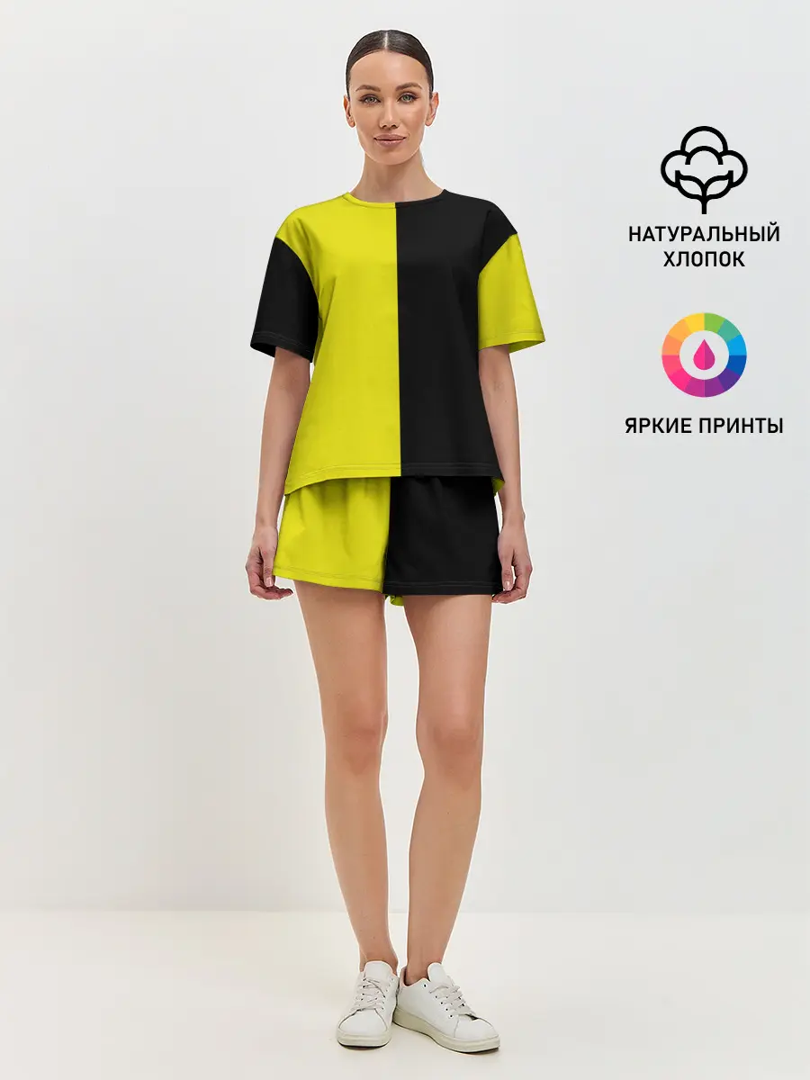 Женская пижама с шортами / BLACK YELLOW | ЧЕРНО ЖЕЛТЫЙ
