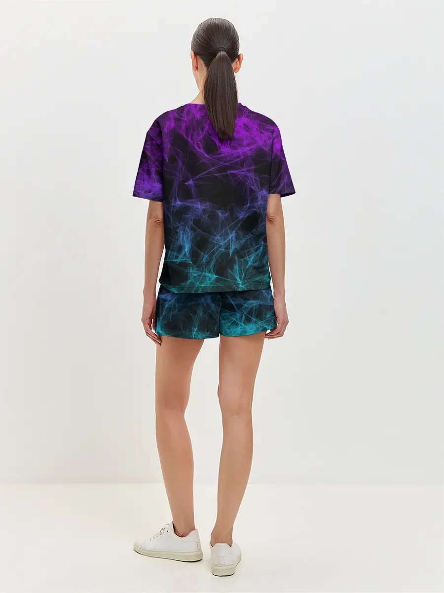 Женская пижама с шортами / NEON SMOKES STRIPES | НЕОНОВЫЕ ВОЛНЫ
