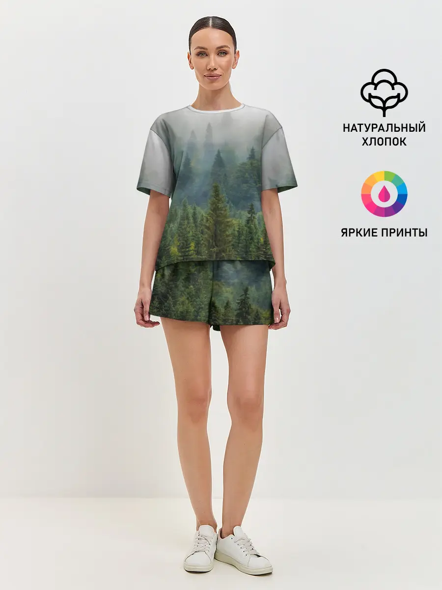 Женская пижама с шортами / Лес