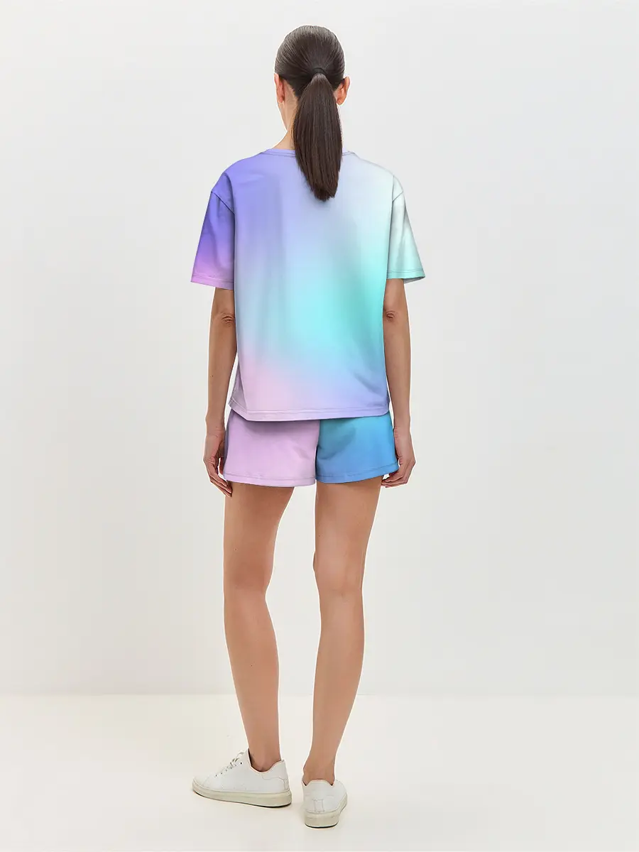 Женская пижама с шортами / небесно голубой градиентный