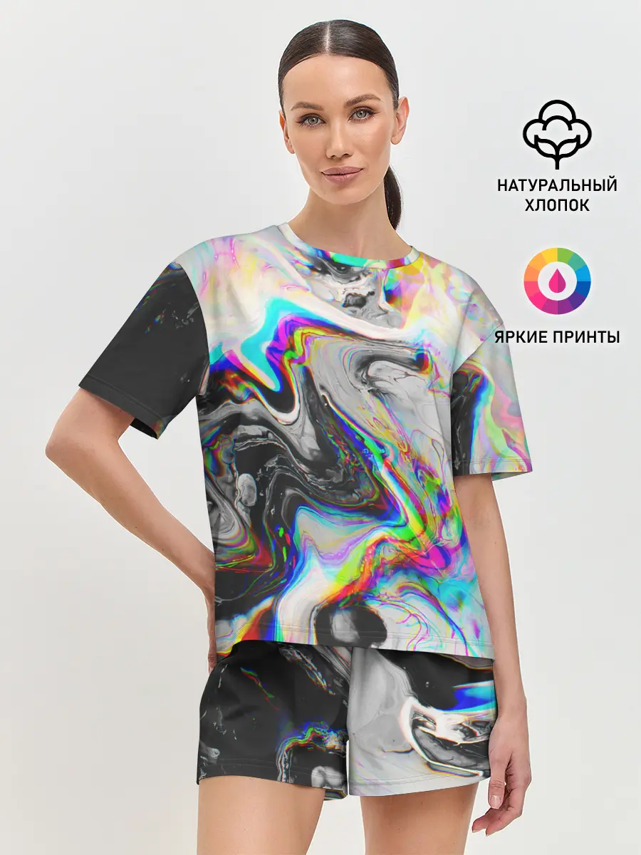 Женская пижама с шортами / DIGITAL ABSTRACT GLITCH | ГЛИТЧ