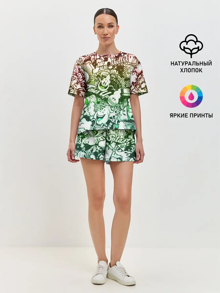 Женская пижама с шортами / Граффити