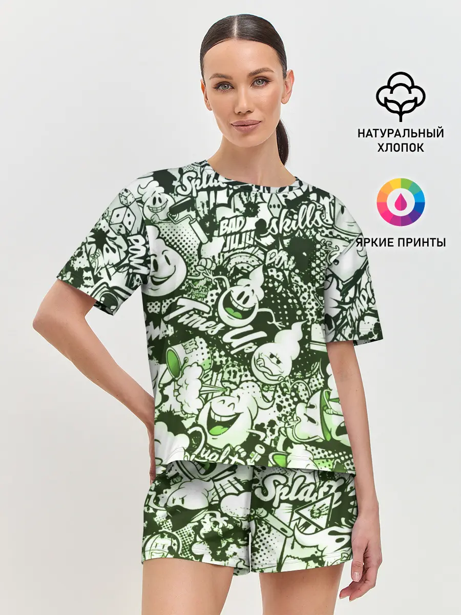 Женская пижама с шортами / Граффити