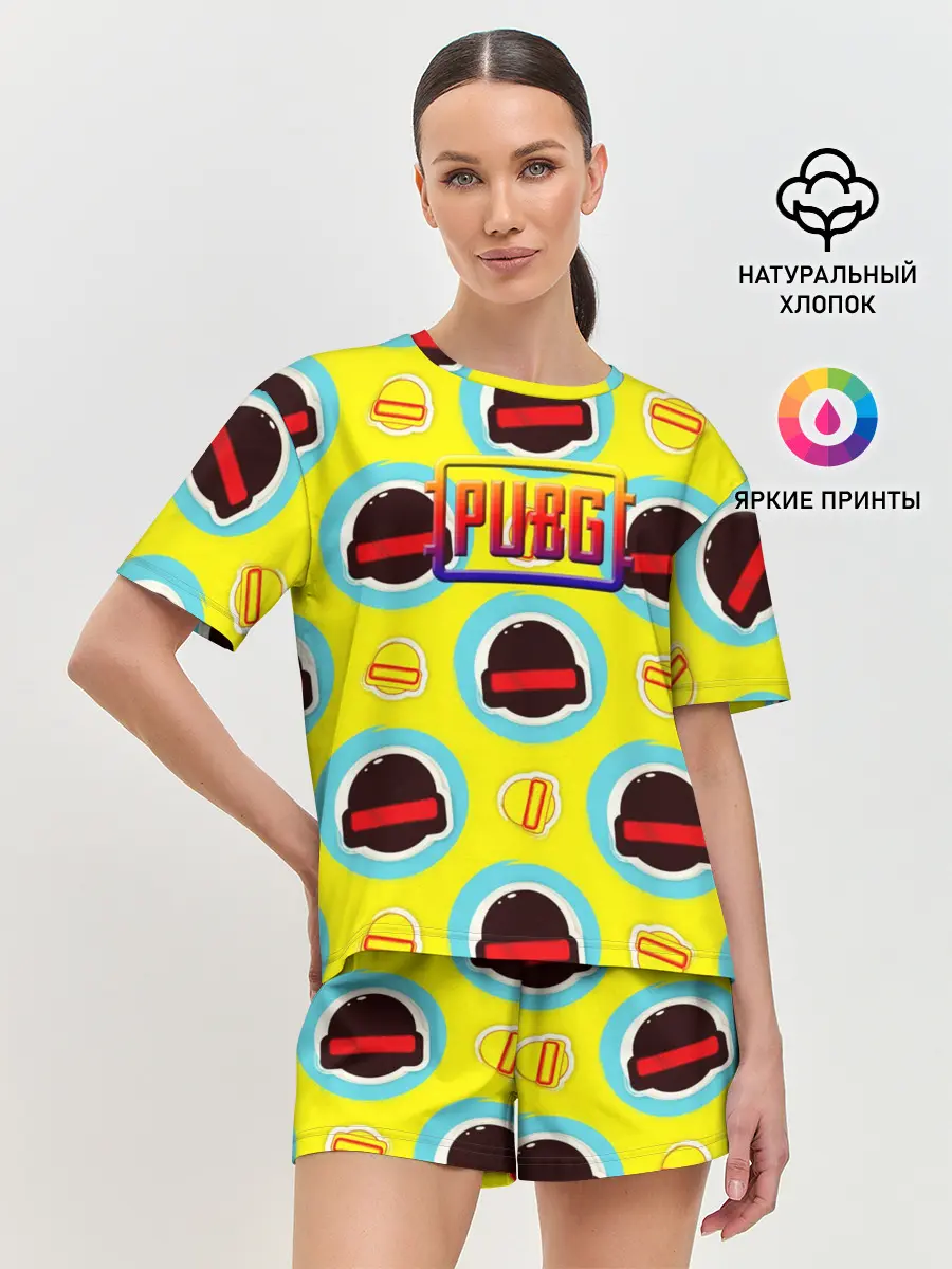 Женская пижама с шортами / PUBG | YELLOW
