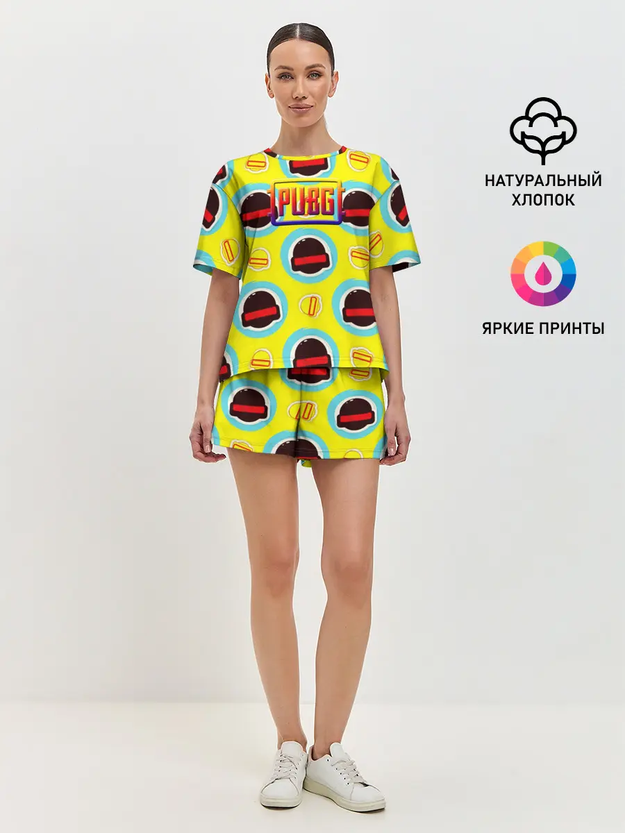 Женская пижама с шортами / PUBG | YELLOW