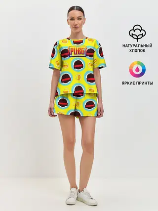 Женская пижама с шортами / PUBG | YELLOW