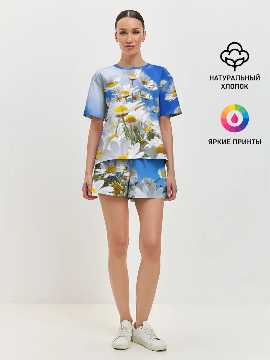 Женская пижама с шортами / Ромашки