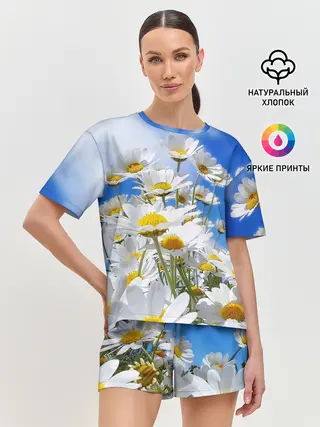 Женская пижама с шортами / Ромашки