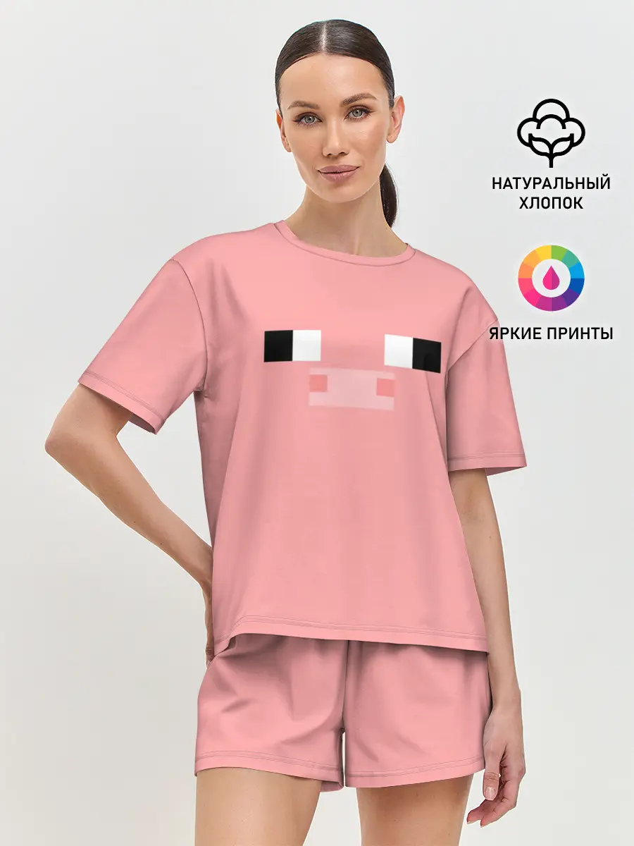 Женская пижама с шортами / Minecraft Pig