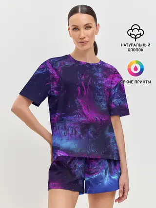 Женская пижама с шортами / Неон