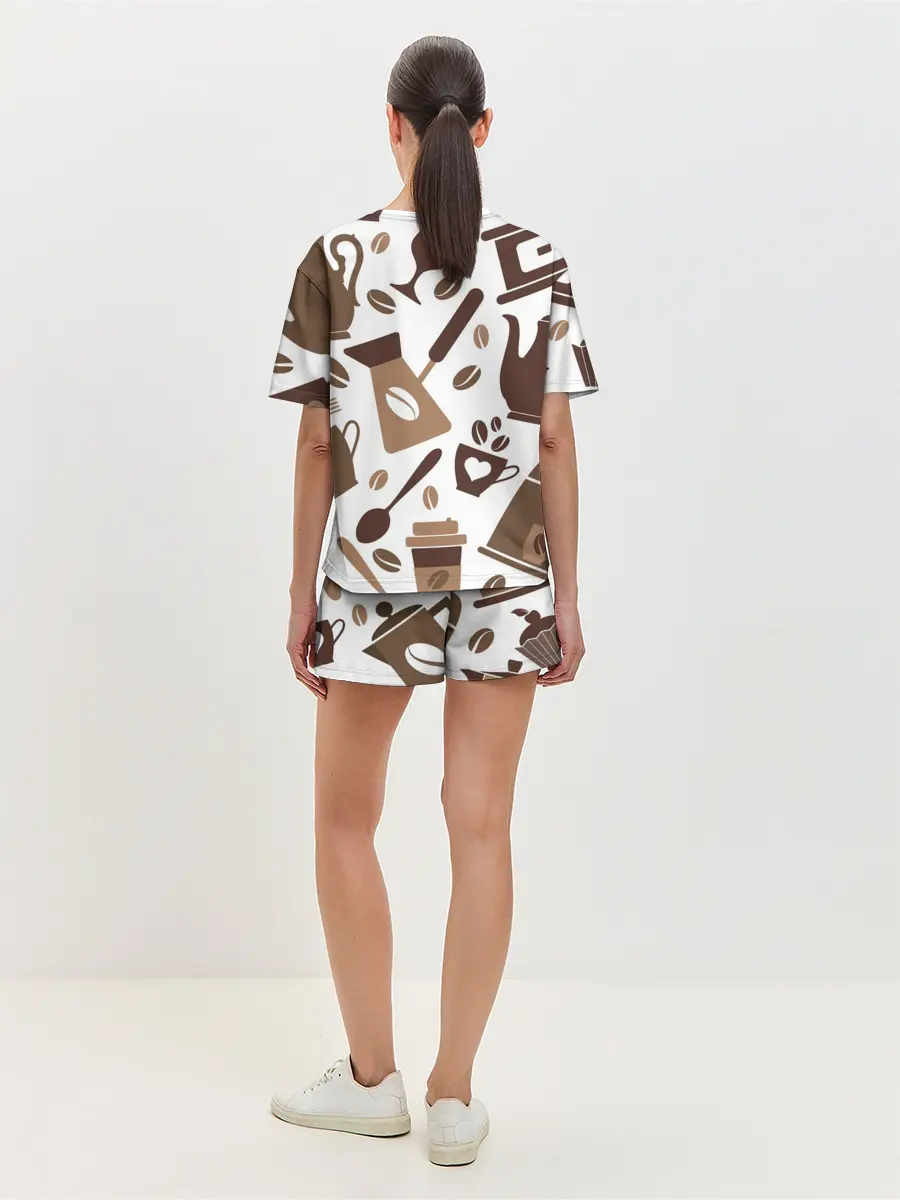 Женская пижама с шортами / coffee