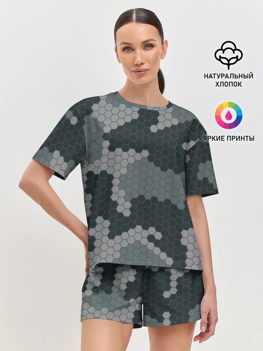 Женская пижама с шортами / КАМУФЛЯЖ СОТЫ