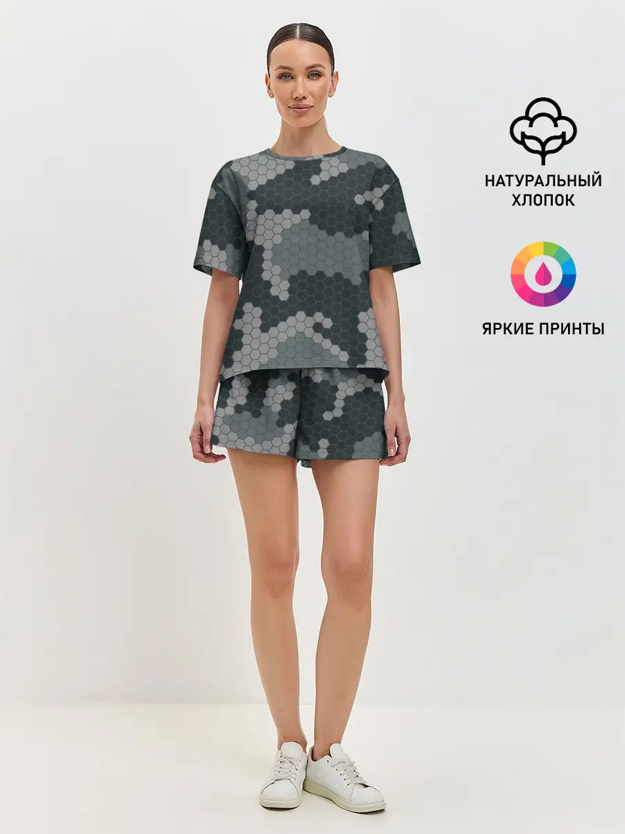 Женская пижама с шортами / КАМУФЛЯЖ СОТЫ
